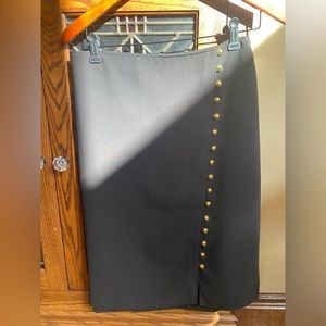 Talbots black pencil skirt with gold button accent Size 16